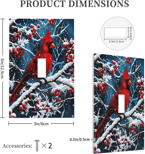 HTSAHKV 3 5 Inch Winter Cardinal Red Bird Wall Plate Light Switch Cover Single Gang Outlet Faceplate Print Plate Cover