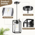 1 Pack Pendant Lights Kitchen Island, Black Pendant Light, Adjustable Corded Pendant Light Fixtures with Glass Shade