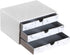 Leather Desk Organizer with 3 Drawers, Executive Office Supplies Desktop Filing Cabinet for Documents, White