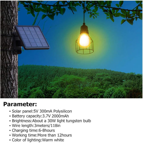 9.8FT Bulb 3000K Solar Lights Outdoor Dusk to Dawn Shed Light Extension Cable Solar Powered Pendant Waterproof