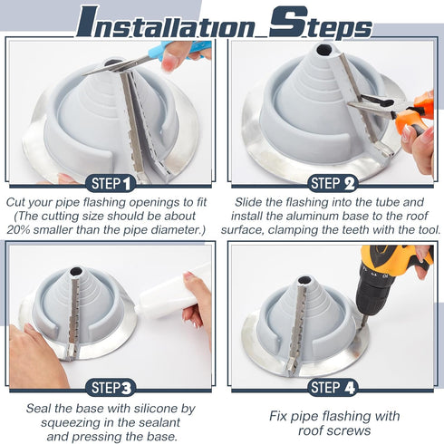 1 Pack Flexible Roofing Pipe Flashing Boot, Round Base EPDM Roof Vent Boot for OD Pipe Size 3/4" - 2-3/4"