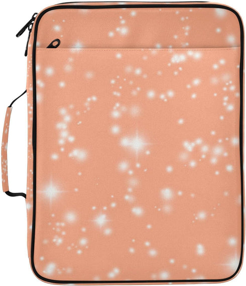 Wfrish Handle,1.25 Inch 3 500 6 Light Salmon Glitter Sparkling Zipper Binder Bag with Ring O-Ring Sheet Capacity Tab