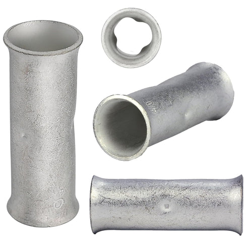 30 PCS 6 Gauge Butt Splice Connectors, Non-Insulated Crimp Wire Terminals with 3:1 Heat Shrink Tube, Tinned Copper