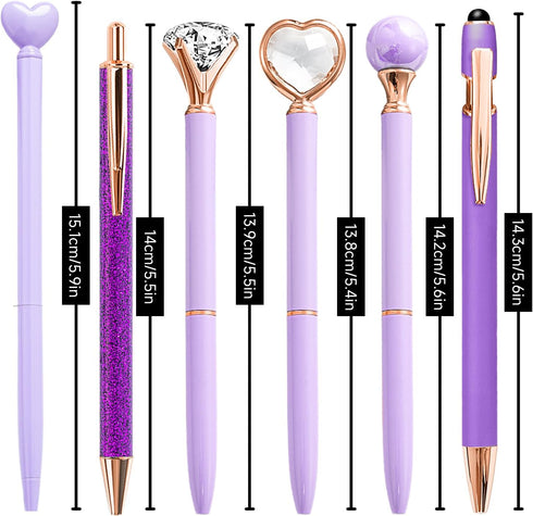 Personalized 6 Pcs Purple Ballpoint Pens, 1.0mm Medium Point Black Ink for Journaling, Office, School Supplies Gifts