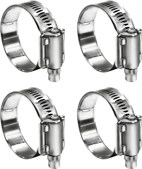 4 Pack Heavy Duty Worm Hose Clamp, Adjustable Range 1"-1 3/4" 304 Stainless Steel for Water Pipe