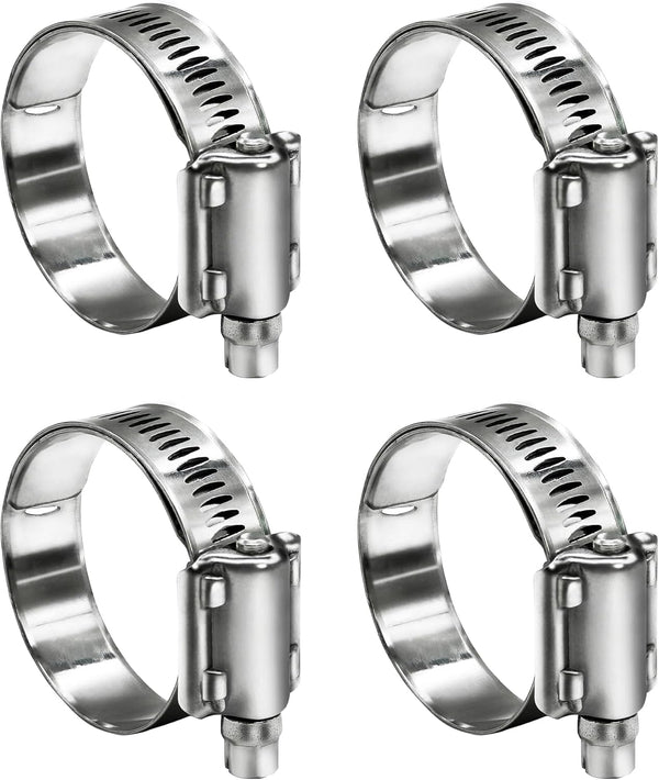 4 Pack Heavy Duty Worm Hose Clamp, Adjustable Range 1"-1 3/4" 304 Stainless Steel for Water Pipe