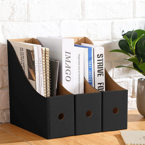 Thenshop 24 Pcs Cardboard Magazine File Holders, Magazine Book Bin Box with Label Sticker, Magazine Paper Organizer for