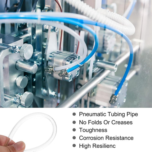 Pneumatic Tubing Pipe, 8mm x 5mm Clear PU Polyurethane Tube, 6.6FT for Air Compressor, Fluid Transfer