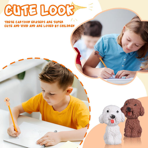 STOBOK Animal Pencil Erasers Toppers, 40pcs Cute Mini Erasers for Kids, Dog Pencil Top Erasers