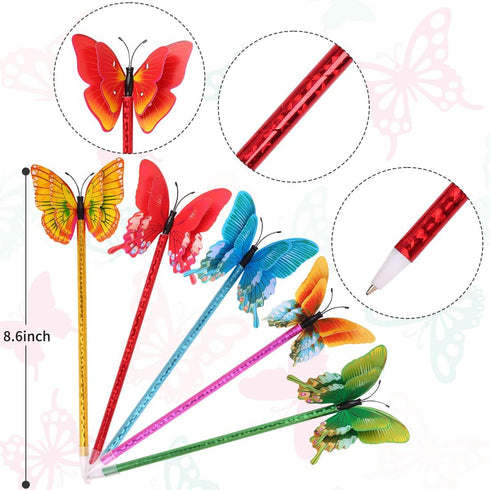 Leery 12 Pieces 3D Butterfly Ballpoint Pens,0.5mm Random Butterfly Black Ink Pens for School Office Supplies Home Bedroom Decor,Wedding, Birthday,Party Gift. by Leery