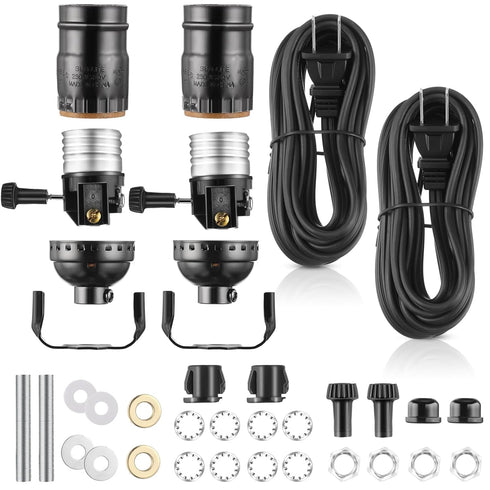 Zonon 2 Packs Lamp Repair Kit, Floor Lamp Rewire Kit with 12 Foot Cord and 3 Way Socket for DIY Tabletop Lighting