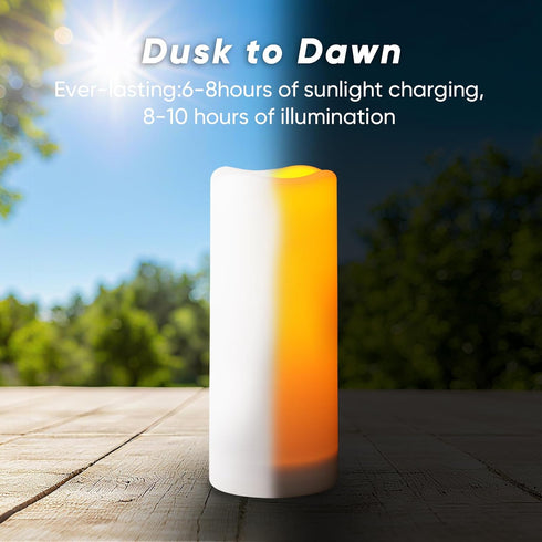 4"x10", Homemory Large Solar Candles Outdoor Waterproof, Dusk to Dawn, Solar Powered Flameless Candles for Outdoor