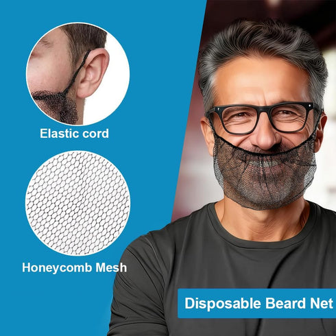Sylmifoi 100Pcs 18" Disposable Beard Nets for Food Service, Breathable Honeycomb Nylon Beard Covers, Durable Beard