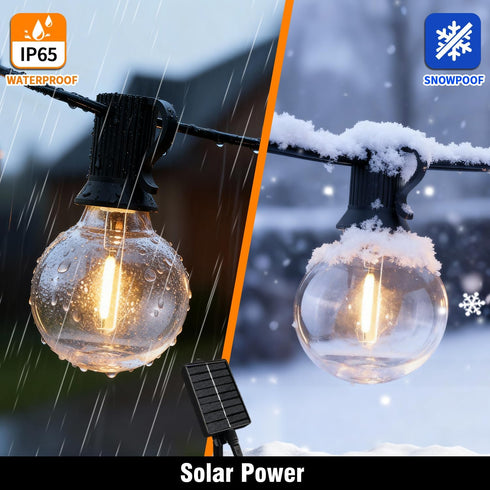 25FT G40 Bulbs, Nisocy Solar String Lights Outdoor Waterproof with Remote & Timer, LED Shatterproof Solar Powered Patio