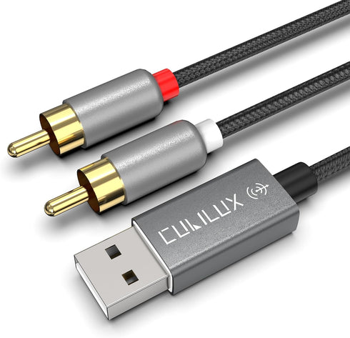 Cubilux USB to RCA Audio Cable with 384KHz/24-bit DAC, USB A Male