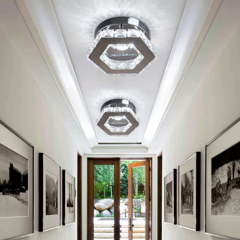 Mini Chandelier Crystal LED Ceiling Light Fixture Modern Pendant Lamp Semi Flush Mount Crystal Ceiling Lighting