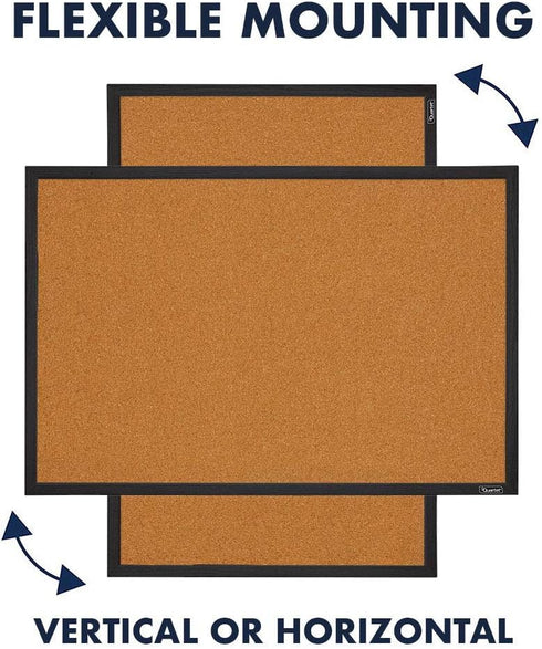 Quartet Cork Bulletin Board, Framed Corkboard 2' x 3', Black Frame Message Board, Vision Board