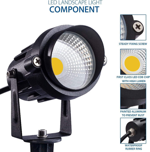 HANNAHONG 5W AC120V Landscape Up Down Spotlight with Spiked Stand, Warm White COB LED for Outdoor Garden Lighting