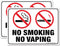 No Smoking No Vaping Sign - 2 Pack - 10 x 7 Inches Rust Free Aluminum with 4 Pre-Drilled Holes