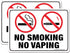 No Smoking No Vaping Sign - 2 Pack - 10 x 7 Inches Rust Free Aluminum with 4 Pre-Drilled Holes