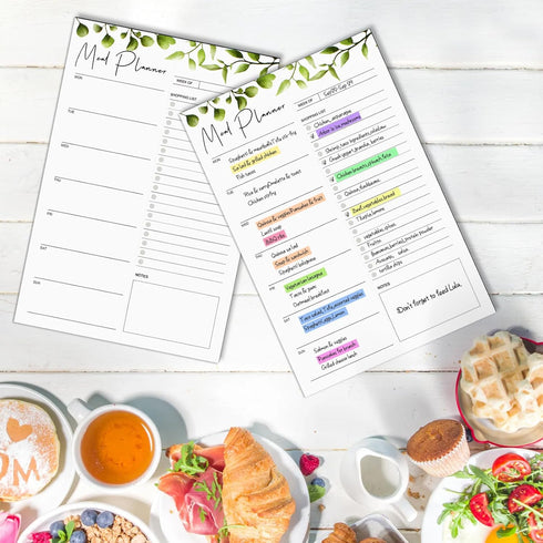 Joyberg 2 PCS Magnetic Weekly Meal Planner for Fridge, 8.3x5.5”, Undated Weekly Meal Planner and Grocery List, Tearable