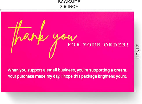 RXBC2011 Pack 100 Elegant pink Thank You Cards with Gold Accent of Hotpink