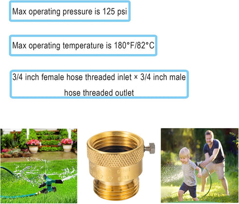 Breezliy 4-Pack Set 3/4" Brass Vacuum Breaker Anti-Siphon Hose Bib Valve for Garden Spigot RV Hose Connection Backflow