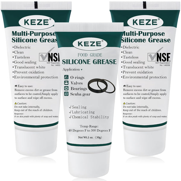 Silicone Grease Waterproof Food Grade Silicone Sealant Lubricant for Plumbers Valve Faucet O Rings, 1 oz 3-Pack