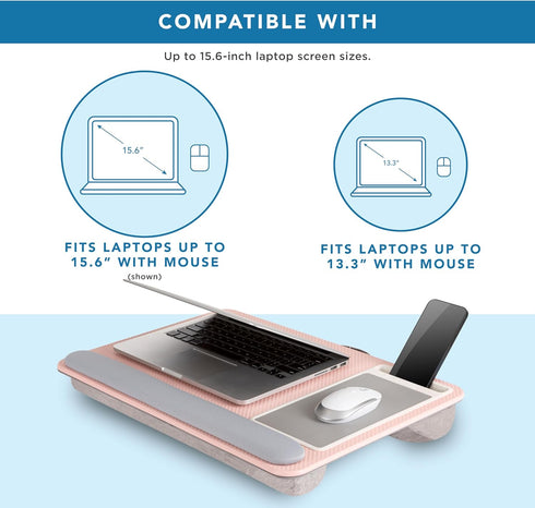 LAPGEAR Home Office Pro Lap Desk with Wrist Rest, Mouse Pad, and Phone Holder - Fits up to 15.6 Inch Laptops