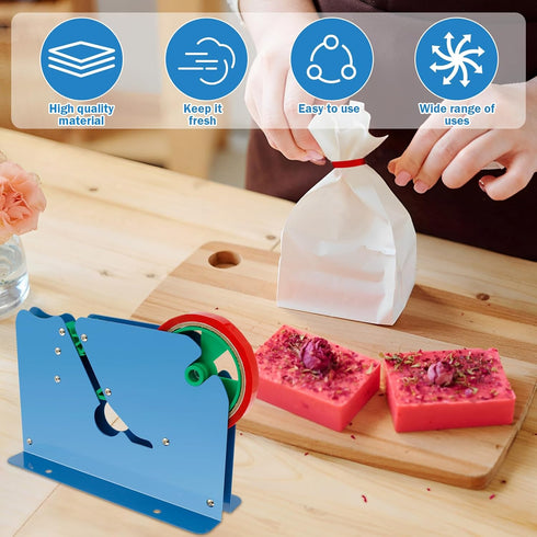 Metal Tape Bag Sealer with 6 Roll Tapes & Trimmer, Manual Food Sealer Machine for Heavy Duty Bag Sealing