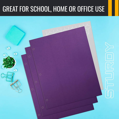 Better Office Products Two Pocket Portfolio Folders, 50-Pack, Purple, Letter Size Paper Folders