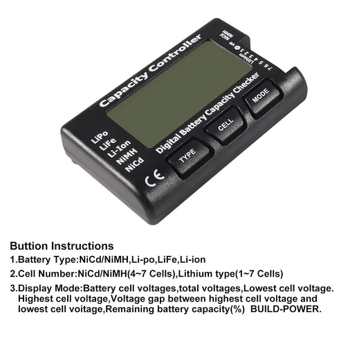 RC Cellmeter 7 Digital Battery Capacity Checker, Voltage Tester for LiPo, Life, Li-ion, NiMH, Nicd Cells, 2PCS