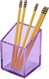 OfficeGoods Acrylic Pen & Pencil Holder, Modern Trapezoid Design, Beautiful Desk Organizer with Metal Base, Purple