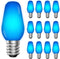 LUXRITE 12-Pack C7 LED Blue Replacement Light Bulbs for String Lights, 0.5W,