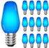 LUXRITE 12-Pack C7 LED Blue Replacement Light Bulbs for String Lights, 0.5W,