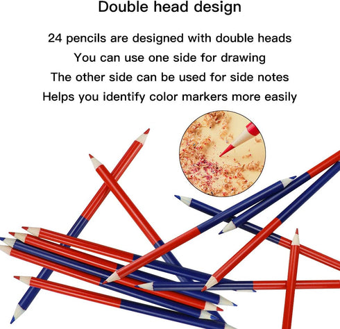 Checking Pencils, Red and Blue Erasable Pencils, Pre-Sharpened #2 HB for Grading (24 Pieces)