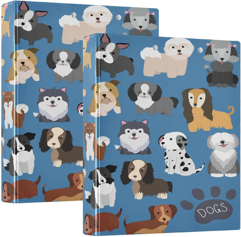 Cute Dog 3 Round Ring Binders with 3 Interior PVC Clear Pockets, Waterproof Sturdy Basic Binders with Anti-Slip Metal Clip, Versatile Binders Holds 200 Sheets, 1 Pack by YETTASBIN