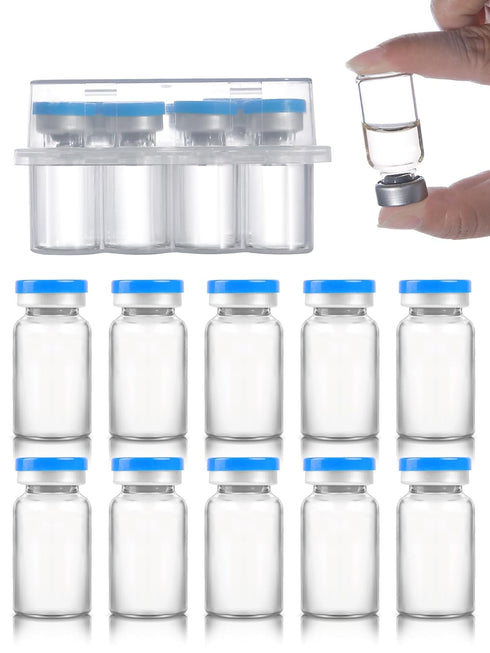 7ml Glass Vials for Injections, Self-Healing Injection Port, Sterile Empty Vials with Sealed Cap (10 Pack)