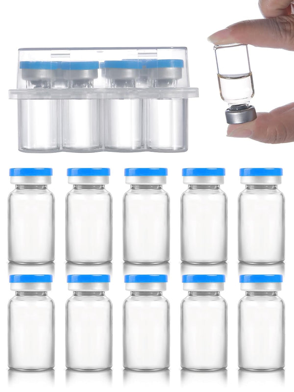 7ml Glass Vials for Injections, Self-Healing Injection Port, Sterile Empty Vials with Sealed Cap (10 Pack)