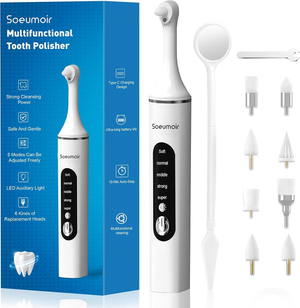 Tooth Polisher,Rechargeable Tooth Whitening Kit for Teeth Cleaning and Whitening, with 8