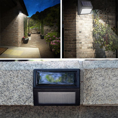 Follateas White/4 Pack) Solar Fence Lights, Waterproof Solar Outdoor Lights for Stairs Decks Steps Fences Patio Yard