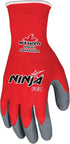 MCR Safety N9680XXL Ninja Flex Work Gloves, Nylon Shell with Latex Dip Palm & Fingertips, Gray/Red, 2X-Large, 1-Pair