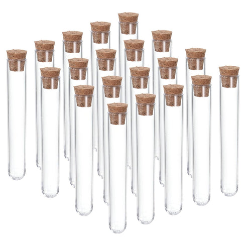 PATIKIL 20Pcs 6ml Plastic Test Tubes with Cork Stoppers, 78x13mm for Scientific, Party Decoration, and Lab Use