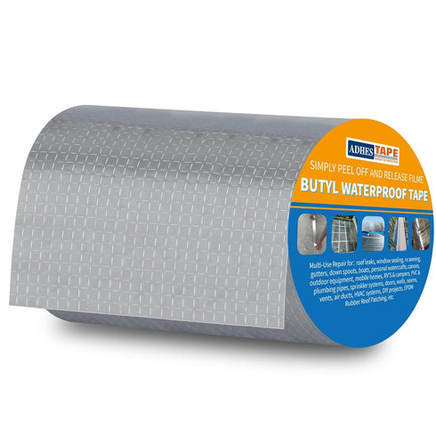 ADHES Butyl Tape Waterproof, 8 inch x 16 feet, Aluminum Foil Sealant Tape for RV and Pipe Repair