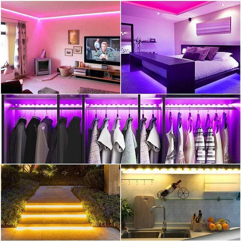 Lcutml 100FT 40 100FT) Smart LED Strip Lights , RGB Strip Lights Sync to Music with Key Remote Controller LED Lights