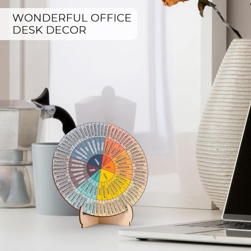 Feelings Wheel Therapy Office Desk Decor, Double Sided Mental Health Emotions Chart with Stand