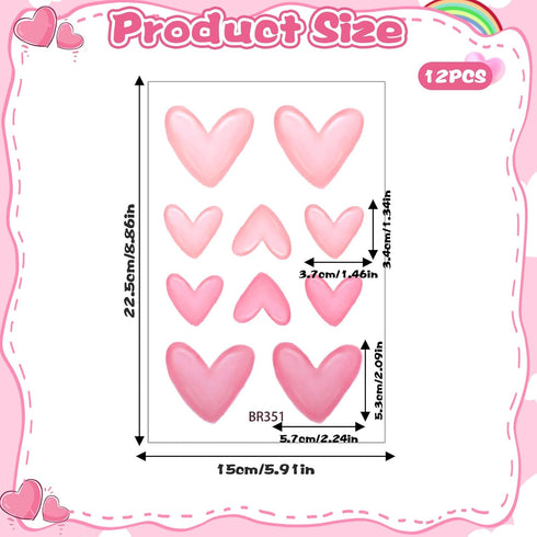 LXUEJIE 120 Pieces Heart Wall Decals, Pink Heart Shape Wall Stickers, PVC Removable Pink Walls Stickers for Girls