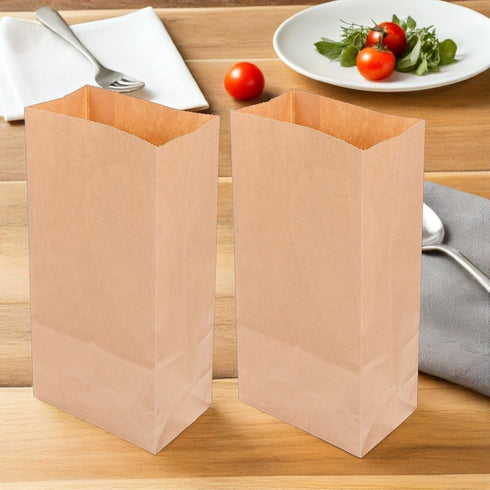 100pcs 18x9x5.5cm Packaging Mipcase Kraft Paper Bread Bags with Flat Bottom, Greaseproof Bakery Storage Bags