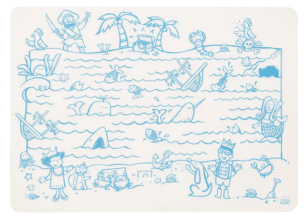 modern-twist 10 x 14 Reusable Coloring Doodle Mat, 100% Food-Grade Silicone, Treasure Map Pattern