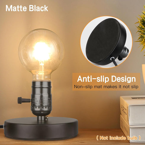 Vintage Table Lamp Base Only, Mini Basic Edison Light Bulb Stand, E26 E27 Short Desk Lamps for Small Spaces with 5.75'